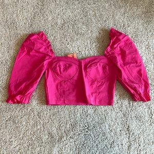 NWT Boohoo feminine puff sleeve crop top